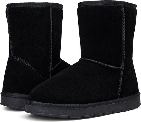 Jousen Men's Winter Boots Suede Snow Boot Leather Mid-calf Shoes Fur Lining in Saudi Arabia