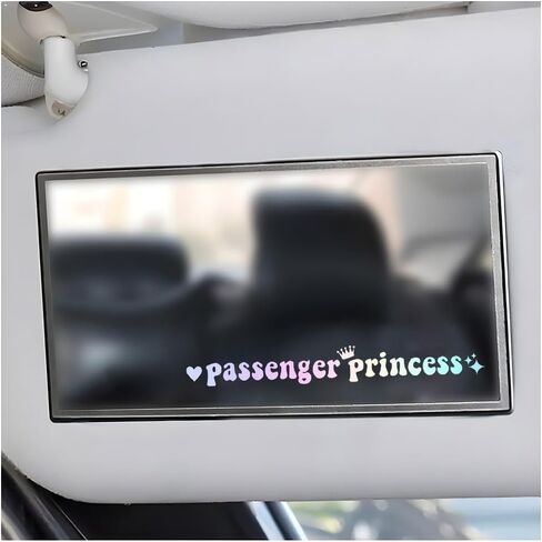 Passenger Princess Sticker, Cute Stickers for Car Window Rearview Mirror, Girls Automotive Window Rearview Mirror Decoration Stickers, Universal Car Accessories (Colorful Laser, Short) in Kuwait