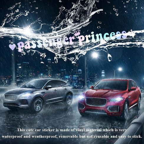 Passenger Princess Sticker, Cute Stickers for Car Window Rearview Mirror, Girls Automotive Window Rearview Mirror Decoration Stickers, Universal Car Accessories (Colorful Laser, Short) in Kuwait