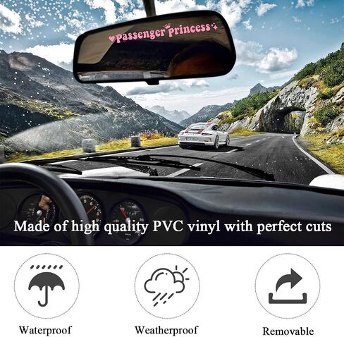 Passenger Princess Sticker, Cute Stickers for Car Window Rearview Mirror, Girls Automotive Window Rearview Mirror Decoration Stickers, Universal Car Accessories (Colorful Laser, Short) in Kuwait