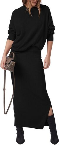 PRETTYGARDEN Women's Two Piece Matching Sweater Sets Knit Long Sleeve Pullover Tops Bodycon Long Maxi Skirts Fall Outfits in Saudi Arabia