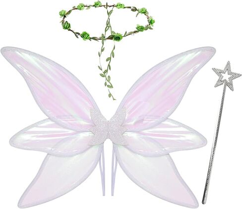 Fairy Wings for Girls Women Halloween Cosplay Costumes,3pcs Butterfly Wings Set for Sparkle Princess Wings Party Favor in Saudi Arabia