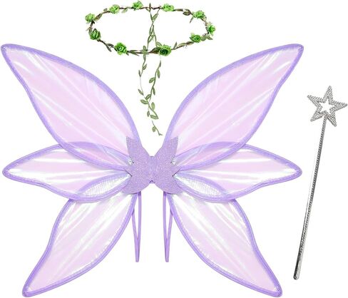 Fairy Wings for Girls Women Halloween Cosplay Costumes,3pcs Butterfly Wings Set for Sparkle Princess Wings Party Favor in Saudi Arabia