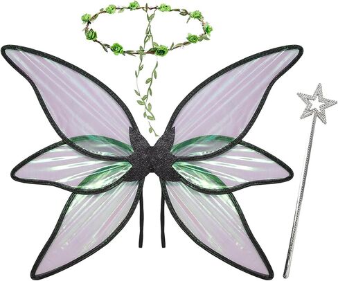 Fairy Wings for Girls Women Halloween Cosplay Costumes,3pcs Butterfly Wings Set for Sparkle Princess Wings Party Favor in Saudi Arabia