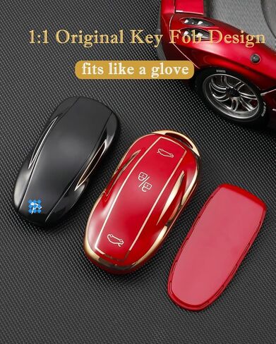 for Tesla Model X Key Fob Cover with Keychain, Full Cover Protection Key Fob Case Premium Soft TPU Smart Remote Key Holder (Ivory) in Kuwait