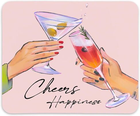 QIYUHOY Trendy Champagne Mouse pad for Desk,Retro Drink Mouse Pads for Office Desk Accessories，Non-Slip Rubber Smooth MousePads for Computer Laptop,9.5x7.9 inches in Saudi Arabia