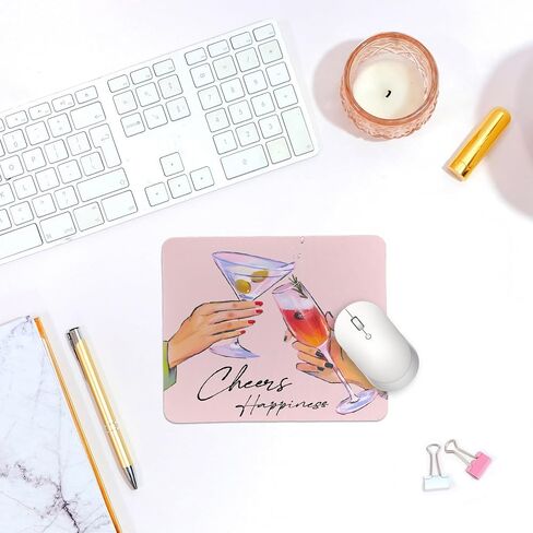 QIYUHOY Trendy Champagne Mouse pad for Desk,Retro Drink Mouse Pads for Office Desk Accessories，Non-Slip Rubber Smooth MousePads for Computer Laptop,9.5x7.9 inches in Saudi Arabia
