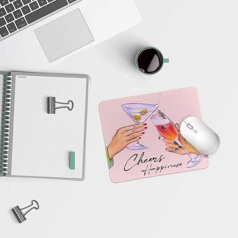 QIYUHOY Trendy Champagne Mouse pad for Desk,Retro Drink Mouse Pads for Office Desk Accessories，Non-Slip Rubber Smooth MousePads for Computer Laptop,9.5x7.9 inches in Saudi Arabia