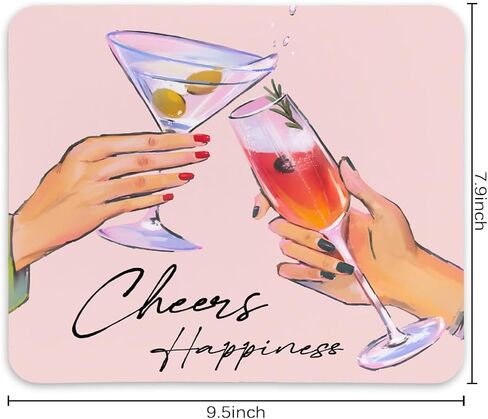 QIYUHOY Trendy Champagne Mouse pad for Desk,Retro Drink Mouse Pads for Office Desk Accessories，Non-Slip Rubber Smooth MousePads for Computer Laptop,9.5x7.9 inches in Saudi Arabia