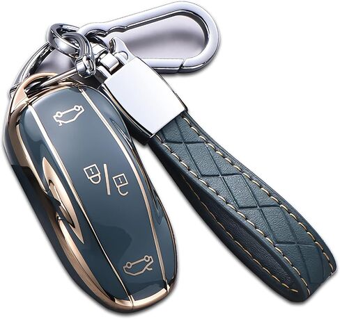 for Tesla Model X Key Fob Cover with Keychain, Full Cover Protection Key Fob Case Premium Soft TPU Smart Remote Key Holder (Ivory) in Kuwait