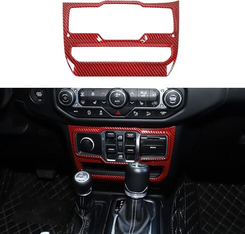 JeCar Red Carbon Fiber Center Console Window Control Panel Trim Cover for 2018-2024 Jeep Wrangler JL JLU Gladiator JT Interior Accessories in Kuwait