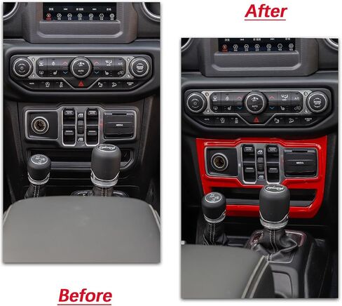 JeCar Red Carbon Fiber Center Console Window Control Panel Trim Cover for 2018-2024 Jeep Wrangler JL JLU Gladiator JT Interior Accessories in Kuwait