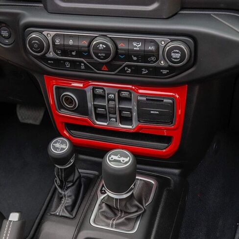 JeCar Red Carbon Fiber Center Console Window Control Panel Trim Cover for 2018-2024 Jeep Wrangler JL JLU Gladiator JT Interior Accessories in Kuwait