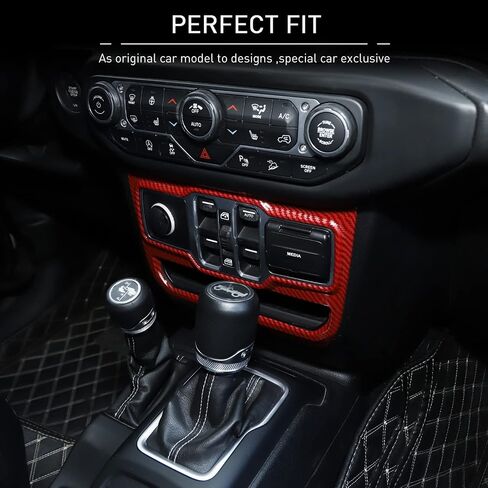 JeCar Red Carbon Fiber Center Console Window Control Panel Trim Cover for 2018-2024 Jeep Wrangler JL JLU Gladiator JT Interior Accessories in Kuwait