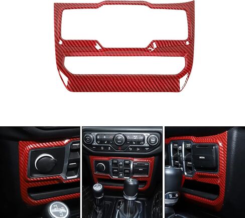 JeCar Red Carbon Fiber Center Console Window Control Panel Trim Cover for 2018-2024 Jeep Wrangler JL JLU Gladiator JT Interior Accessories in Kuwait
