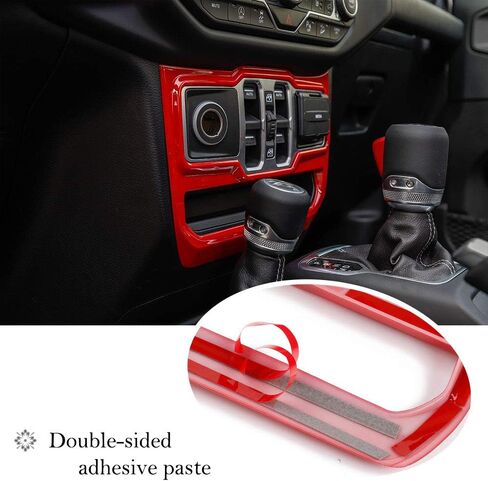 JeCar Red Carbon Fiber Center Console Window Control Panel Trim Cover for 2018-2024 Jeep Wrangler JL JLU Gladiator JT Interior Accessories in Kuwait
