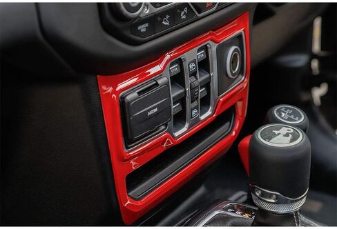 JeCar Red Carbon Fiber Center Console Window Control Panel Trim Cover for 2018-2024 Jeep Wrangler JL JLU Gladiator JT Interior Accessories in Kuwait