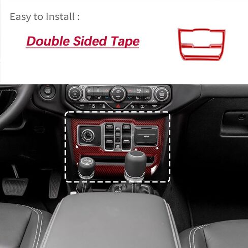 JeCar Red Carbon Fiber Center Console Window Control Panel Trim Cover for 2018-2024 Jeep Wrangler JL JLU Gladiator JT Interior Accessories in Kuwait