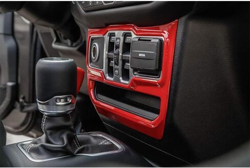 JeCar Red Carbon Fiber Center Console Window Control Panel Trim Cover for 2018-2024 Jeep Wrangler JL JLU Gladiator JT Interior Accessories in Kuwait
