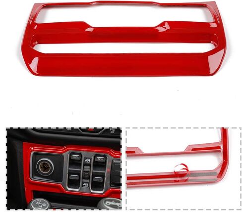 JeCar Red Carbon Fiber Center Console Window Control Panel Trim Cover for 2018-2024 Jeep Wrangler JL JLU Gladiator JT Interior Accessories in Kuwait