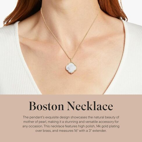 Rocksbox Boston Pendant Necklace - 14k Gold Plating - Premium Quality Jewelry - 16" with Extender in Saudi Arabia