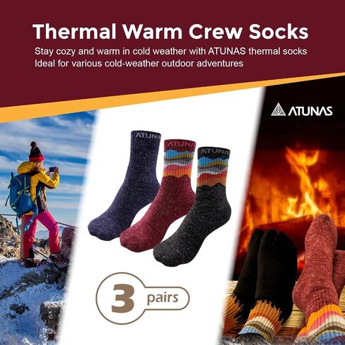 3 Pack Warm Thermal Socks for Men Women, Hiking Socks, Hunting Socks, Thick Screw Winter Boot Socks for Cold Weather in Saudi Arabia