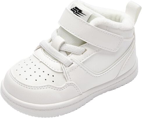 Balabala Baby Toddler Boys Warm High Top Sneakers, White Fashion Anti-Slip Walker Shoes for Autumn Winter in Saudi Arabia