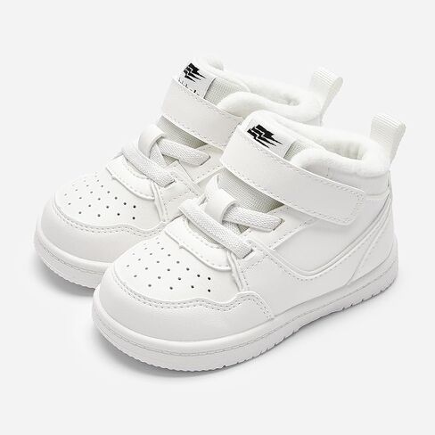 Balabala Baby Toddler Boys Warm High Top Sneakers, White Fashion Anti-Slip Walker Shoes for Autumn Winter in Saudi Arabia