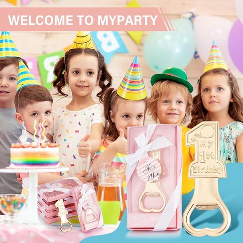 12 عبوة من فتاحة زجاجات هدايا وتذكارات لحفلة عيد الميلاد الأول - هدايا إرجاع مثالية للضيوف وديكورات لحفلة عيد ميلاد الطفل الأول (12، وردي) in Saudi Arabia
