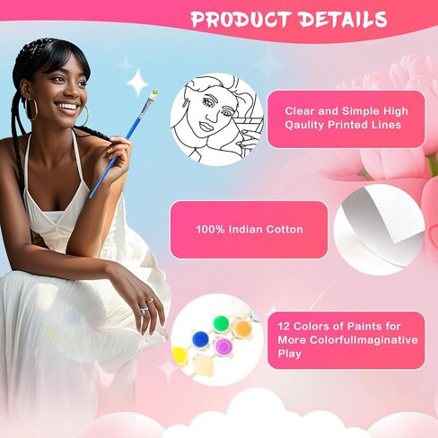 Ynedin 17 Pcs Sip and Paint Kit with Easels Aprons Valentines for Adults Couples Painting Kit Date Night, Pre Drawn Canvas to Paint Date Night Painting Kit for Couples for Adults Night Party in Saudi Arabia