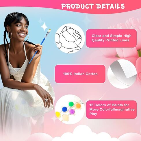 Ynedin 17 Pcs Sip and Paint Kit with Easels Aprons Valentines for Adults Couples Painting Kit Date Night, Pre Drawn Canvas to Paint Date Night Painting Kit for Couples for Adults Night Party in Saudi Arabia
