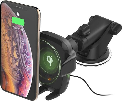حامل هاتف السيارة iOttie Auto Sense 2 Dash & Windshield مع شحن لاسلكي Qi - حامل هاتف وشاحن تلقائي لـ Google Pixel وiPhone وGalaxy وHuawei وLG. محول الطاقة غير متضمن. in Kuwait