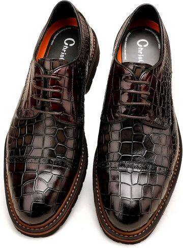 Loafers for Men,Leather Crocodile Pattern Oxfords Lace Up Business Formal Brogue Dress Shoes in Saudi Arabia