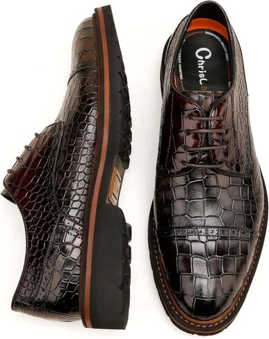 Loafers for Men,Leather Crocodile Pattern Oxfords Lace Up Business Formal Brogue Dress Shoes in Saudi Arabia