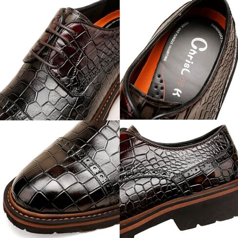 Loafers for Men,Leather Crocodile Pattern Oxfords Lace Up Business Formal Brogue Dress Shoes in Saudi Arabia