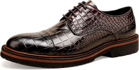 Loafers for Men,Leather Crocodile Pattern Oxfords Lace Up Business Formal Brogue Dress Shoes in Saudi Arabia
