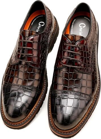 Loafers for Men,Leather Crocodile Pattern Oxfords Lace Up Business Formal Brogue Dress Shoes in Saudi Arabia