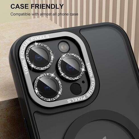 Compatible for iPhone 16 Pro/iPhone 16 Pro Max Camera Lens Protector, Bling Metal Tempered Glass Camera Screen Cover Accessories [Strong Adsorption][Case-Friendly]- Glitter Titanium Desert in Saudi Arabia