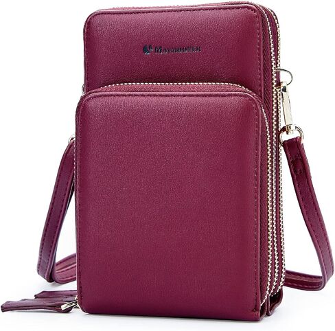 MAYMOONER Cell Phone Purse for Women, Small Crossbody Bag PU Leather with Card Slots Multiple Zipper Closure in Kuwait