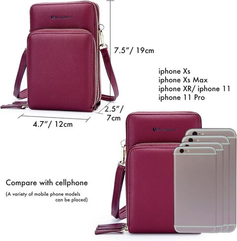 MAYMOONER Cell Phone Purse for Women, Small Crossbody Bag PU Leather with Card Slots Multiple Zipper Closure in Kuwait