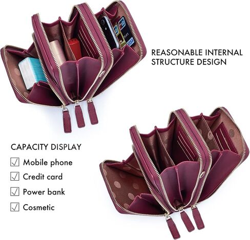 MAYMOONER Cell Phone Purse for Women, Small Crossbody Bag PU Leather with Card Slots Multiple Zipper Closure in Kuwait