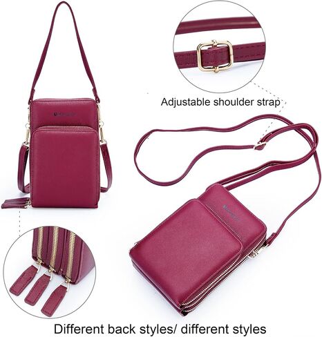 MAYMOONER Cell Phone Purse for Women, Small Crossbody Bag PU Leather with Card Slots Multiple Zipper Closure in Kuwait