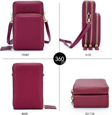 MAYMOONER Cell Phone Purse for Women, Small Crossbody Bag PU Leather with Card Slots Multiple Zipper Closure in Kuwait