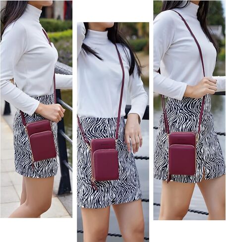 MAYMOONER Cell Phone Purse for Women, Small Crossbody Bag PU Leather with Card Slots Multiple Zipper Closure in Kuwait