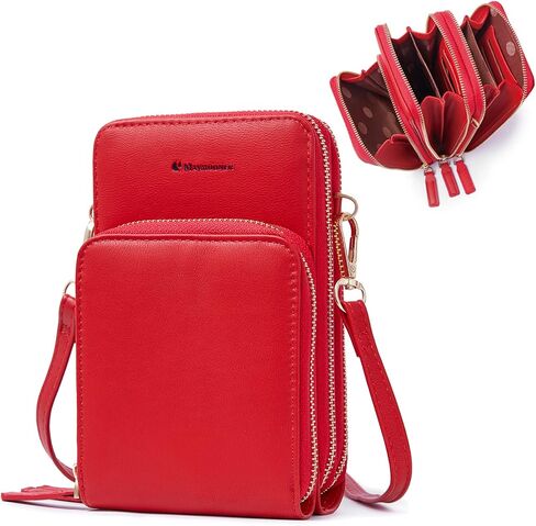 MAYMOONER Cell Phone Purse for Women, Small Crossbody Bag PU Leather with Card Slots Multiple Zipper Closure in Kuwait