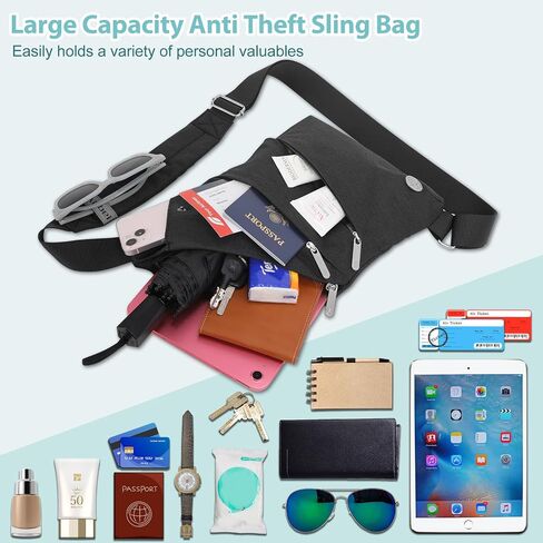 Aisbei Anti Theft Travel Bag Waterproof Crossbody Bags for Women Slim Sling Bag for Men Theft Proof Crossbody Bag in Saudi Arabia