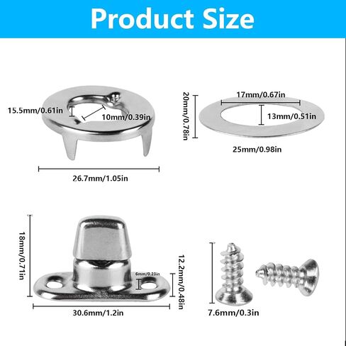 12 Sets Marine Grade Twist Lock Fasteners, Turn Button Fasteners, Turn Button Eyelet and Stud, Common Sense Fasteners Nickel Plated for Boats RVs Caravans Eyelets Turn Buttons, with 24 Screws in Saudi Arabia