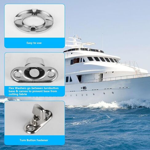 12 Sets Marine Grade Twist Lock Fasteners, Turn Button Fasteners, Turn Button Eyelet and Stud, Common Sense Fasteners Nickel Plated for Boats RVs Caravans Eyelets Turn Buttons, with 24 Screws in Saudi Arabia