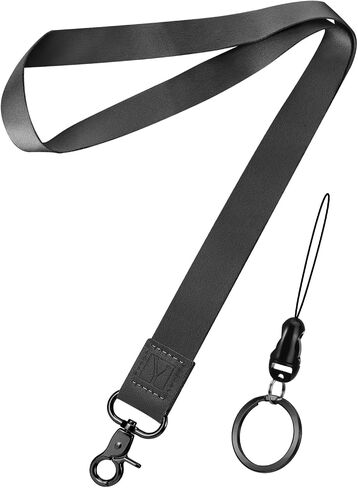 Key Lanyard, Soft Lanyard for Keys for Women Men, Neck Keychain Lanyard for Id Badges Phone, Black in Saudi Arabia