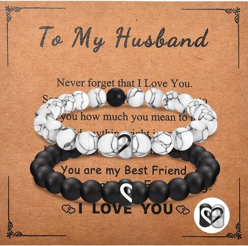SNORSO Matching Couple Ring Bracelets Gifts for Boyfriend Girlfriend Husband Wife Valentine's Day Anniversary Birthday Engagement Gift Christmas for Him and Her in Kuwait